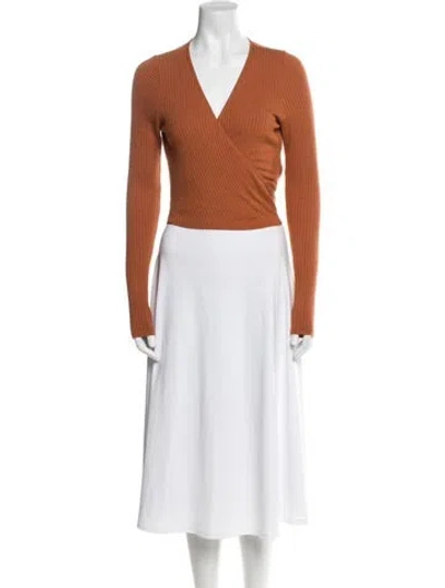 Pre-owned Reformation V-neck Long Sleeve Bodysuit In Orange