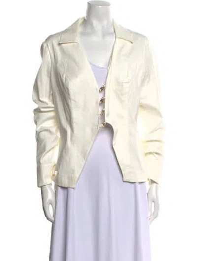 Pre-owned Reformation V-neck Long Sleeve Polo In White