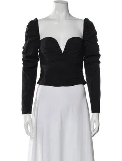 Pre-owned Reformation V-neck Long Sleeve Top In Black