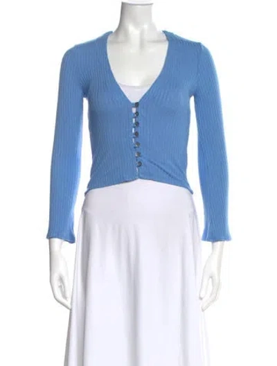 Pre-owned Reformation V-neck Long Sleeve Top In Blue