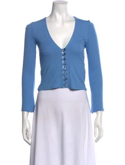Pre-owned Reformation V-neck Long Sleeve Top In Blue