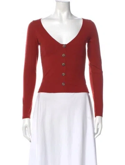 Pre-owned Reformation V-neck Long Sleeve Top W/ Tags In Red