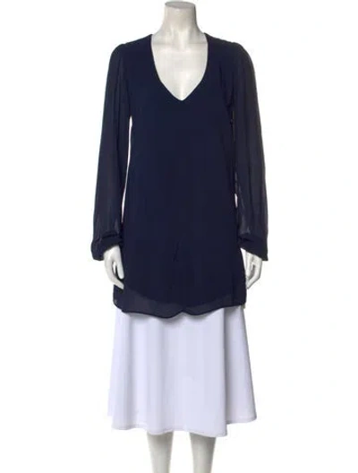 Pre-owned Reformation V-neck Long Sleeve Tunic In Blue