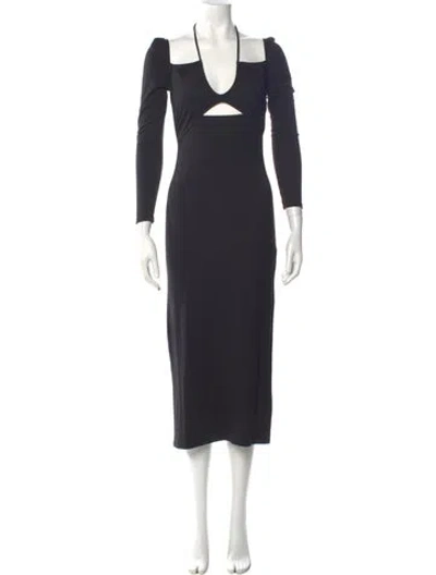 Pre-owned Reformation V-neck Midi Length Dress In Black