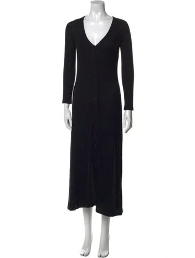 Pre-owned Reformation V-neck Midi Length Dress In Black
