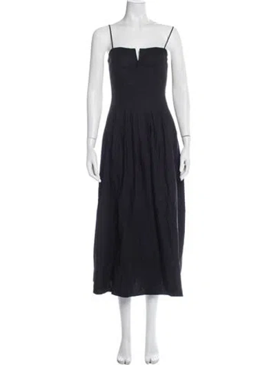 Pre-owned Reformation V-neck Midi Length Dress In Black