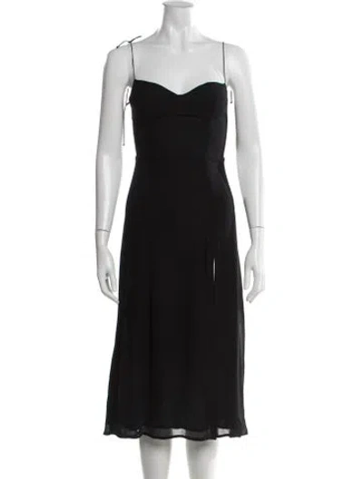 Pre-owned Reformation V-neck Midi Length Dress In Black