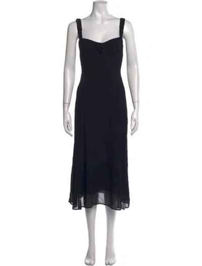 Pre-owned Reformation V-neck Midi Length Dress In Black