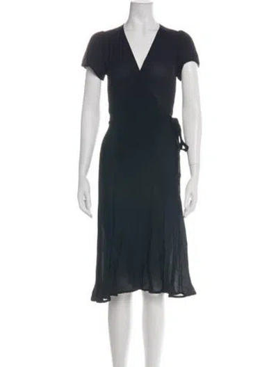 Pre-owned Reformation V-neck Midi Length Dress In Black