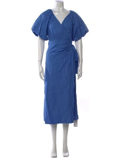 Pre-owned Reformation V-neck Midi Length Dress In Blue