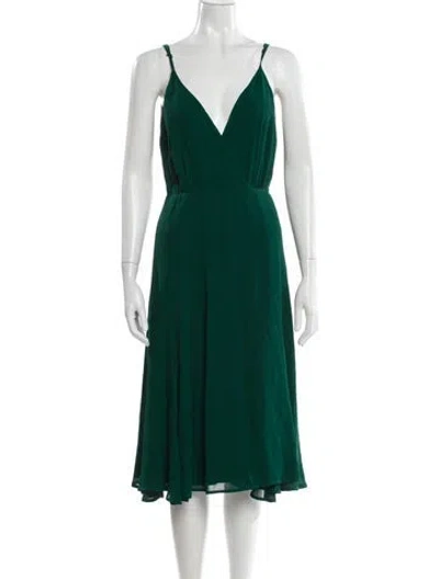 Pre-owned Reformation V-neck Midi Length Dress In Green