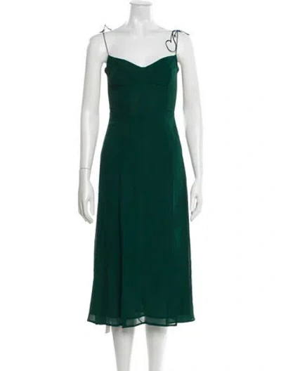 Pre-owned Reformation V-neck Midi Length Dress In Green