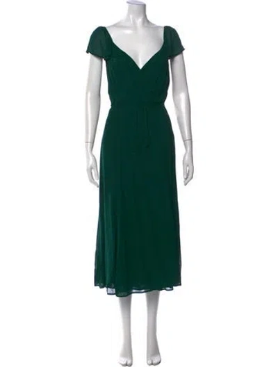 Pre-owned Reformation V-neck Midi Length Dress In Green