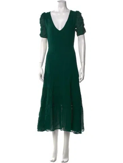 Pre-owned Reformation V-neck Midi Length Dress In Green