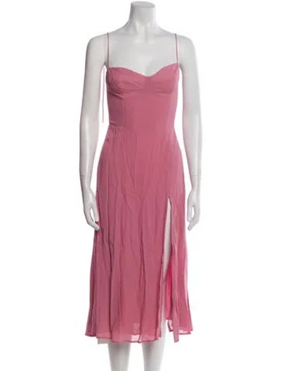 Pre-owned Reformation V-neck Midi Length Dress In Pink