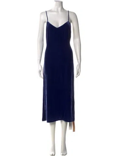 Pre-owned Reformation V-neck Midi Length Dress W/ Tags In Blue