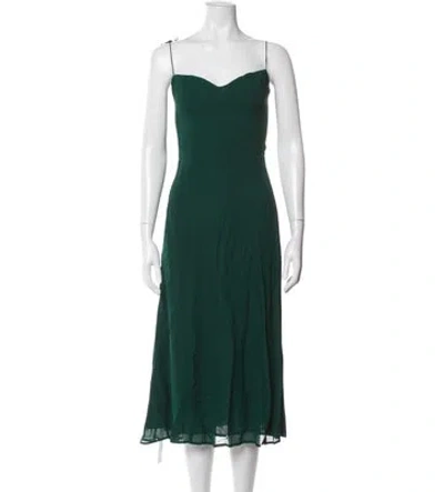 Pre-owned Reformation V-neck Midi Length Dress W/ Tags In Green