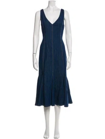 Pre-owned Reformation V-neck Midi Length Dress In White