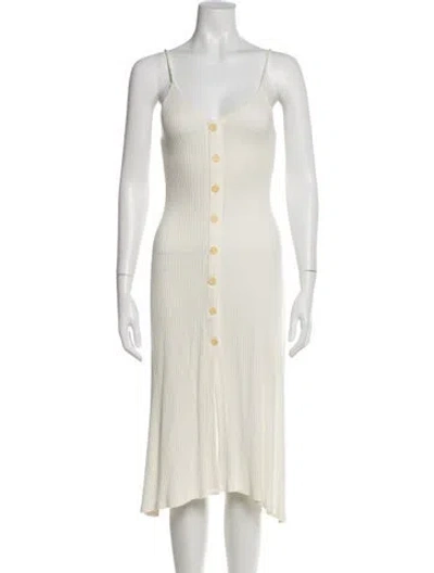 Pre-owned Reformation V-neck Midi Length Dress In White