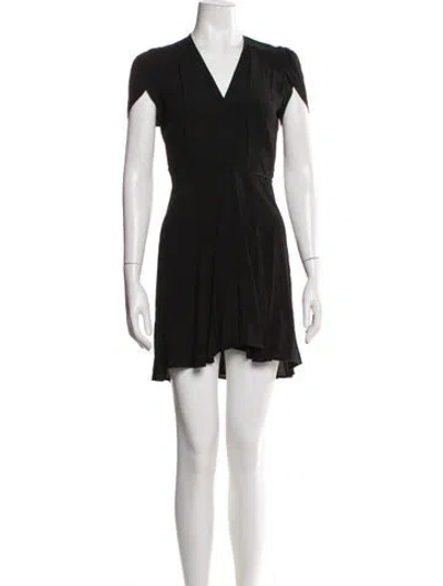 Pre-owned Reformation V-neck Mini Dress In Black