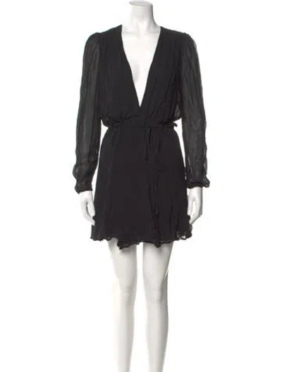 Pre-owned Reformation V-neck Mini Dress In Black
