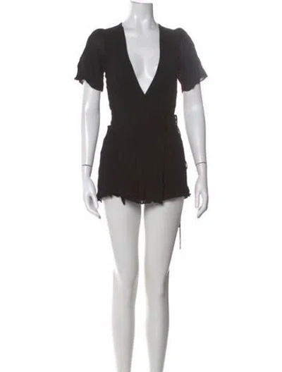 Pre-owned Reformation V-neck Mini Dress In Black