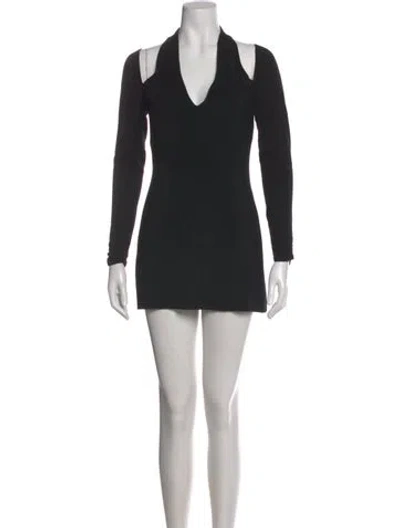 Pre-owned Reformation V-neck Mini Dress In Black