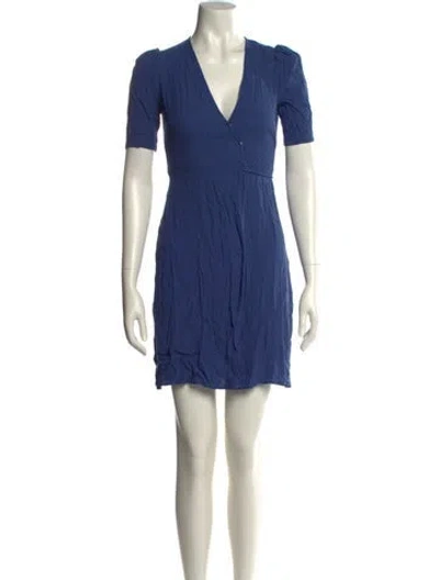 Pre-owned Reformation V-neck Mini Dress In Blue