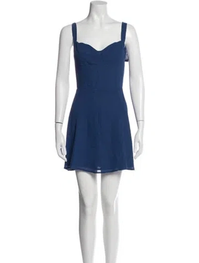 Pre-owned Reformation V-neck Mini Dress In Blue