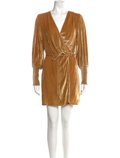 Pre-owned Reformation V-neck Mini Dress In Gold