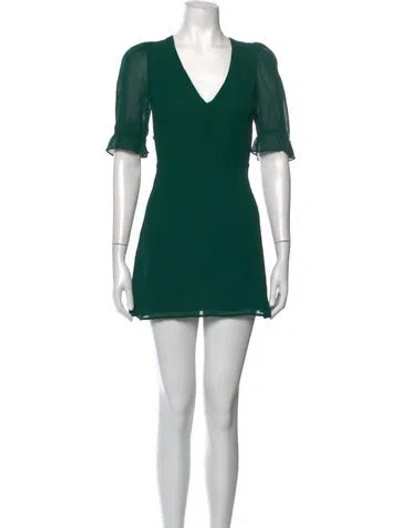 Pre-owned Reformation V-neck Mini Dress In Green