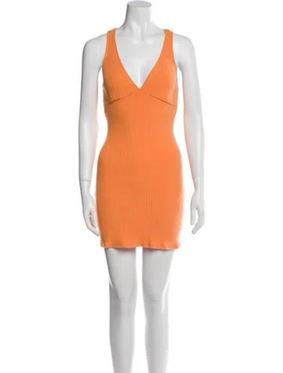Pre-owned Reformation V-neck Mini Dress In Orange
