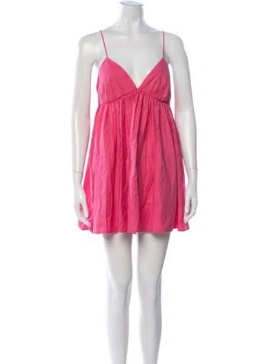 Pre-owned Reformation V-neck Mini Dress In Pink