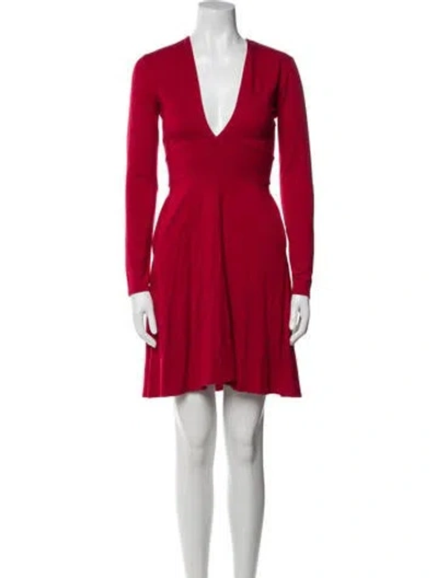 Pre-owned Reformation V-neck Mini Dress In Red