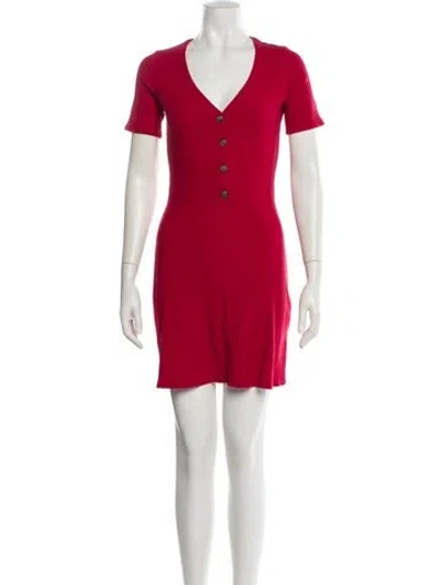 Pre-owned Reformation V-neck Mini Dress In Red