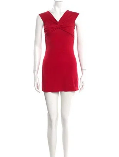 Pre-owned Reformation V-neck Mini Dress In Red