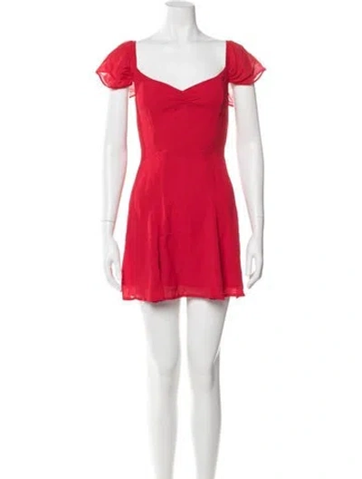 Pre-owned Reformation V-neck Mini Dress In Red