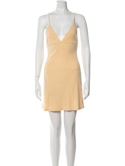 Pre-owned Reformation V-neck Mini Dress In Yellow