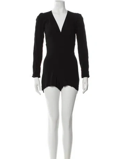 Pre-owned Reformation V-neck Romper In Black
