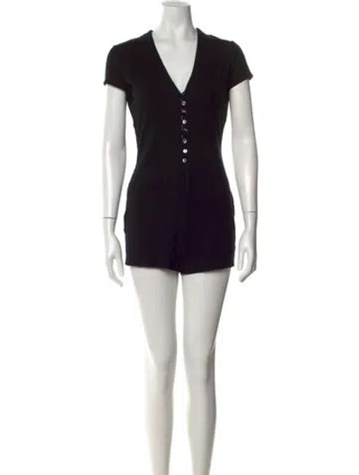 Pre-owned Reformation V-neck Romper In Black