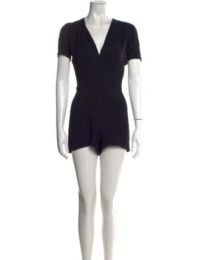 Pre-owned Reformation V-neck Romper In Black