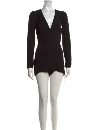 Pre-owned Reformation V-neck Romper In Black
