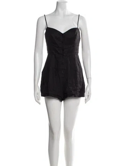 Pre-owned Reformation V-neck Romper In Black