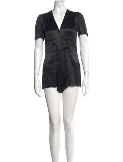 Pre-owned Reformation V-neck Romper In Black