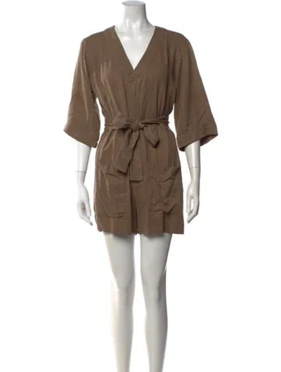 Pre-owned Reformation V-neck Romper In Brown