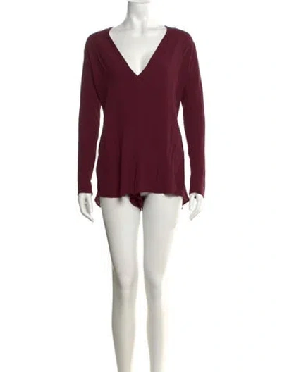 Pre-owned Reformation V-neck Romper In Burgundy