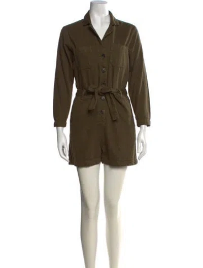 Pre-owned Reformation V-neck Romper In Green