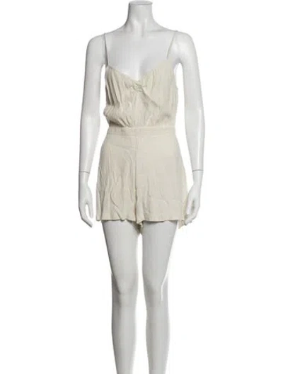 Pre-owned Reformation V-neck Romper In Neutrals