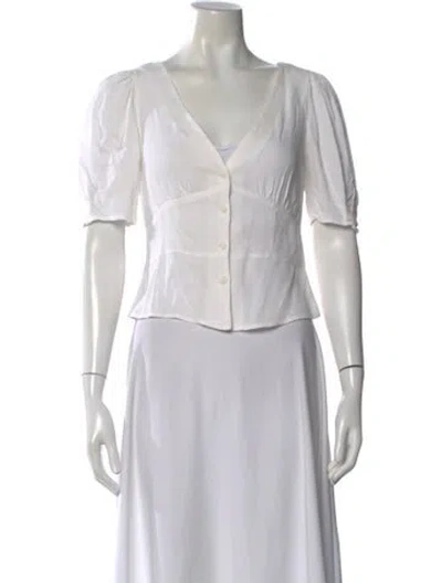 Pre-owned Reformation V-neck Short Sleeve Blouse In Gray