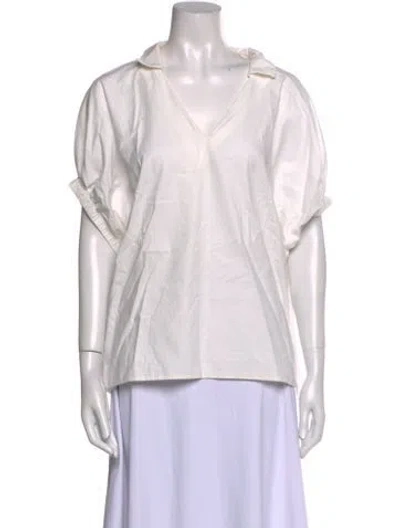 Pre-owned Reformation V-neck Short Sleeve Blouse In Neutral